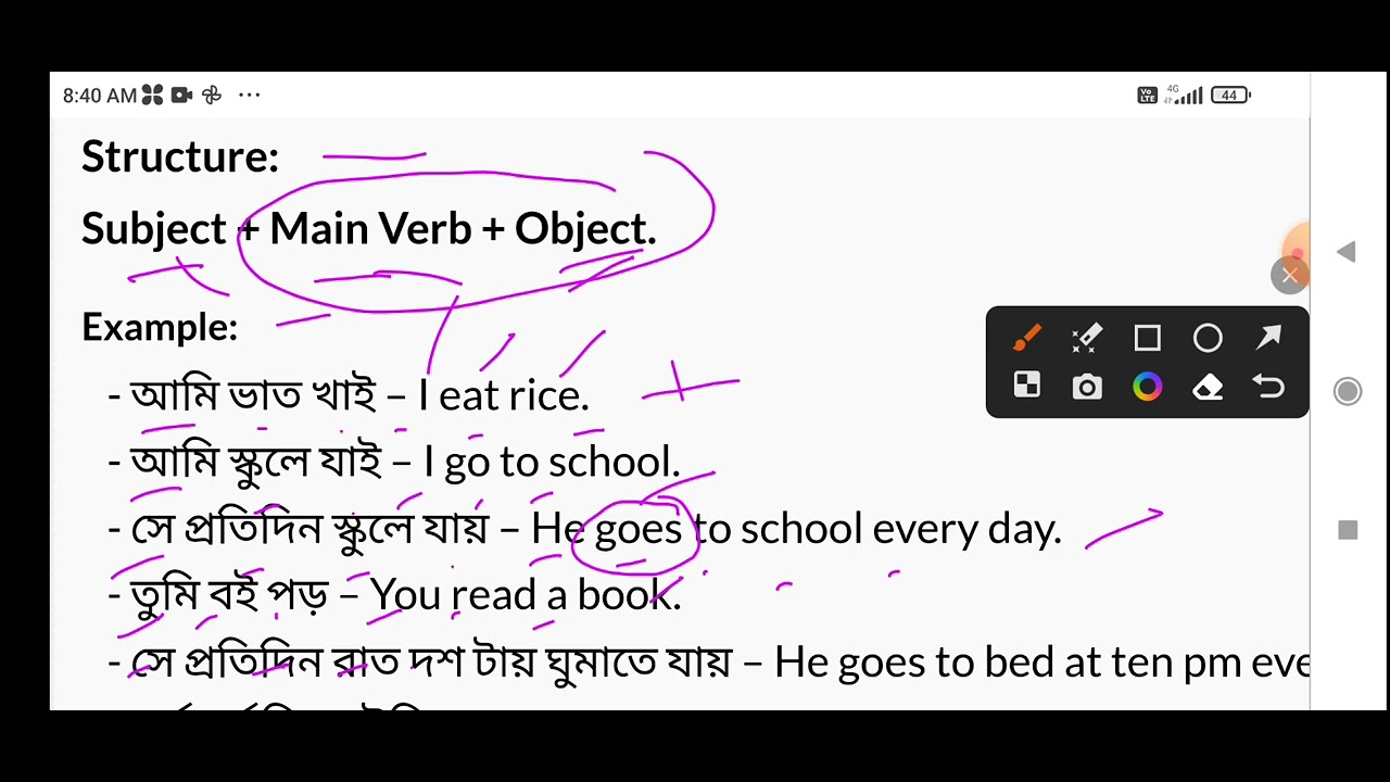 present indefinite tense with multi sentence and example সেন্ট্রাল সহজ বাংলা অনুবাদ