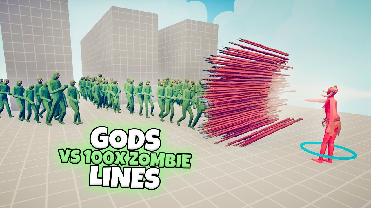 GODS vs 100x ZOMBIE LINES | TABS Modded Gameplay