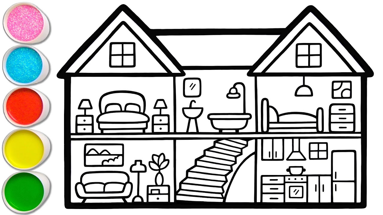 Miniatur Rumah Menggambar, Melukis dan Mewarnai untuk Anak & Balita | Ayo Menggambar Bersama #254