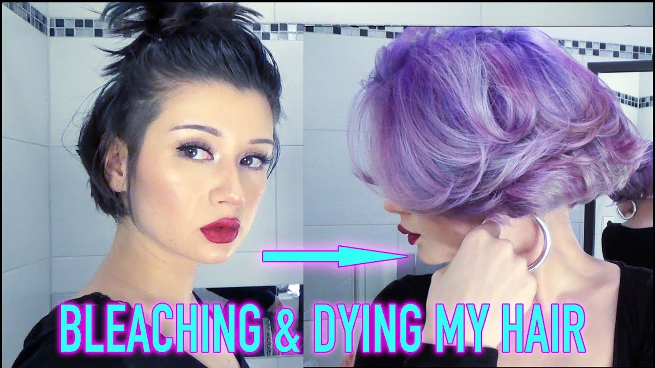 BLEACHING & DYING MY HAIR PURPLE (DIY 