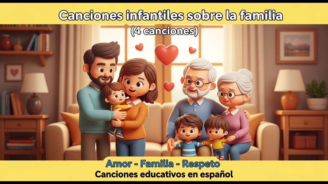 Canciones infantiles sobre la familia | Amor y respeto (4 canciones)가족 사랑 스페인어 유아 동요 모음