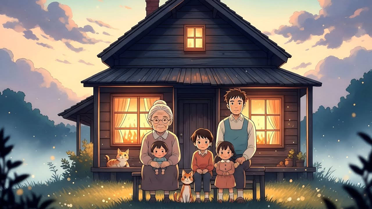 🌙✨ A Cozy Rainy Evening: Family, Fire & Ghibli Magic ✨🌿