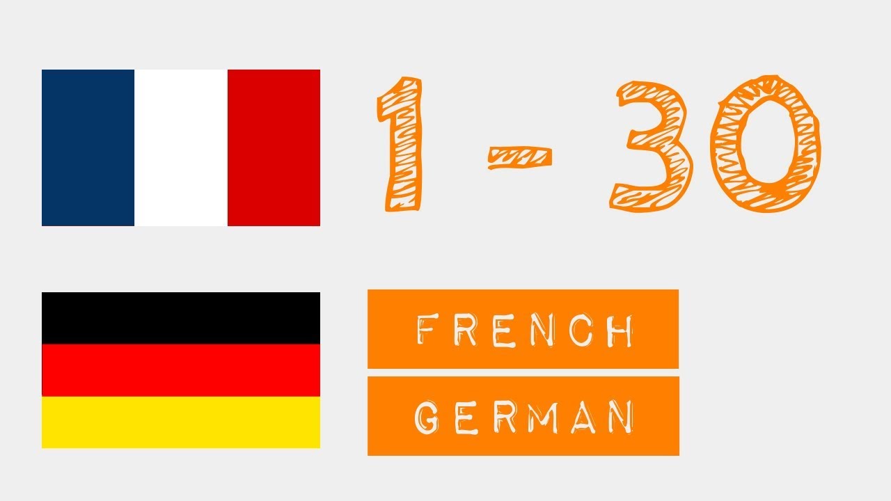 Zahlen von 1 bis 30 auf  - Französisch - Deutsch