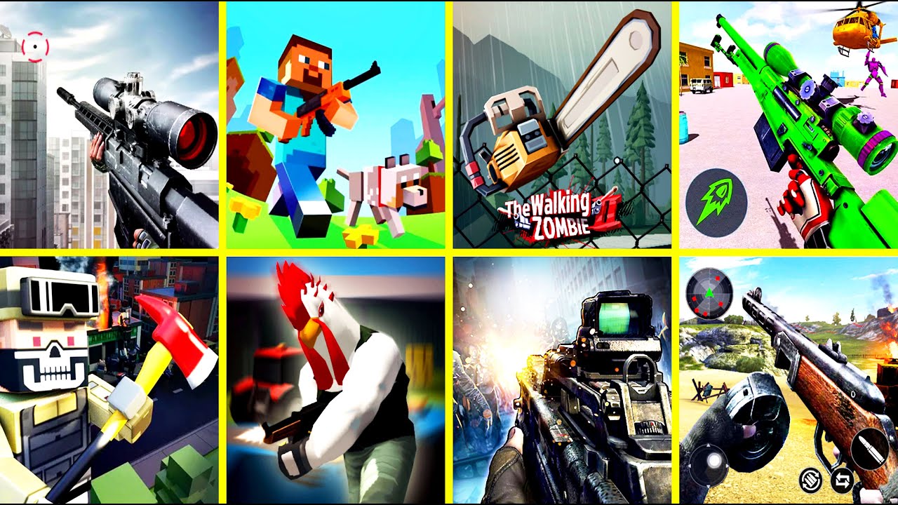 Sniper 3d, Block Craft, the walking zombie 2, Robot FPS Shooting, Pixel Survival Dead Zombie City...