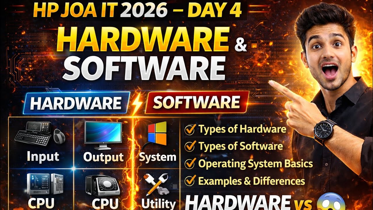 Computer Hardware vs Software (Easy Explanation) 💻 | HP Exams | JOAIT IT 2026 Day 4  #hprca 