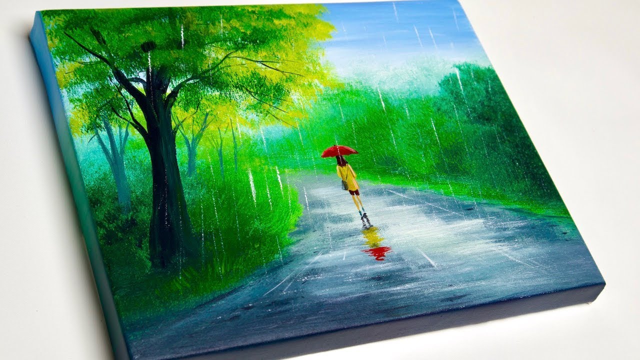 Easy Landscape Painting | Rainy Day Painting  | Painting for Beginners