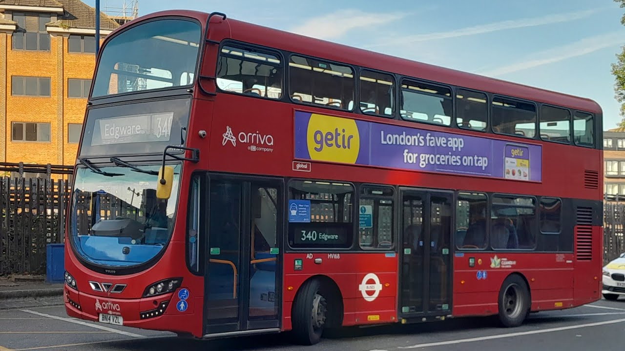 Journey on the 340. BN14VZL. HV168. Arriva London Volvo B5LH Gemini 3.