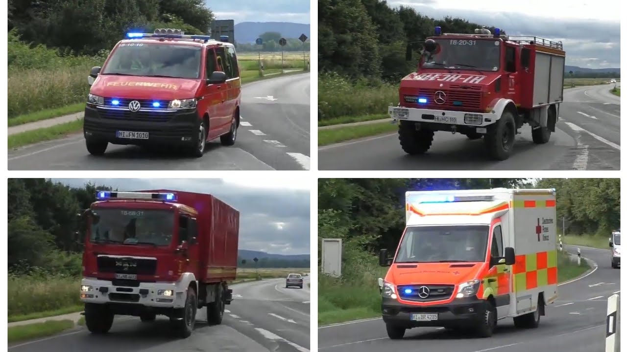 (Feuer in Zuckerfabrik) Einsatzfahrten FF und DRK zur Alarmübung in der Gemelnde Nordstemmen