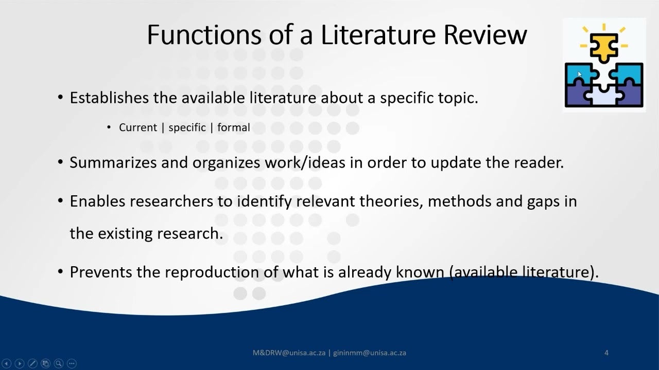 M&D Research Training workshop - Literature review- Natural sciences