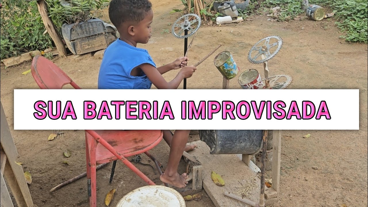 PROVANDO QUE TALENTO NAO PRECISA DE EQUIPAMENTO CARO/ ELE E SUA BATERIA IMPROVISADA 