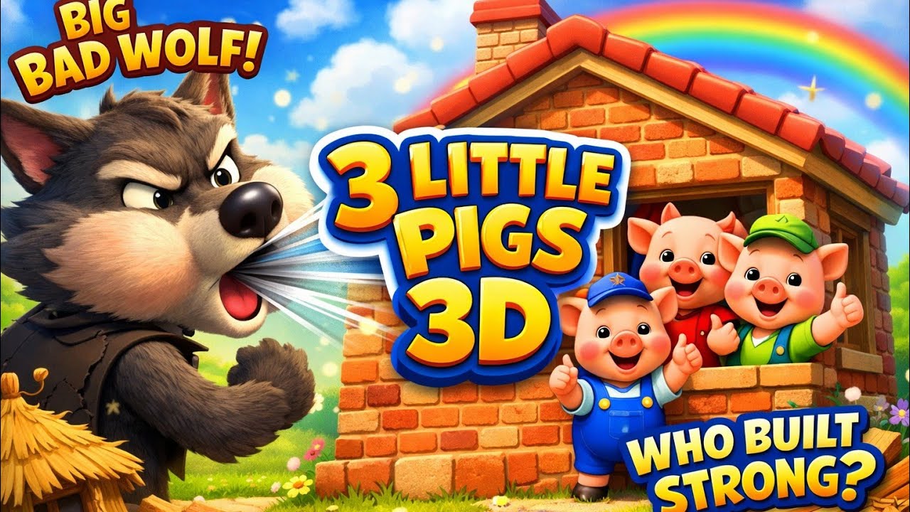 Three Little Pigs 🐷 | 3D Animated Story & Rhyme | Kids Moral Cartoon