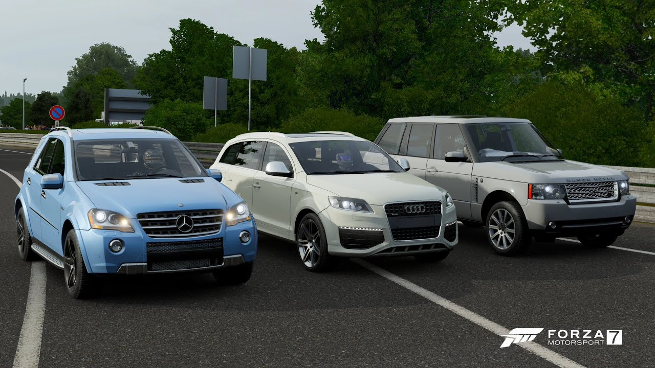 Forza 7 Drag race: Audi Q7 V12 vs Mercedes-Benz ML63 AMG vs Range Rover Supercharged (2012)
