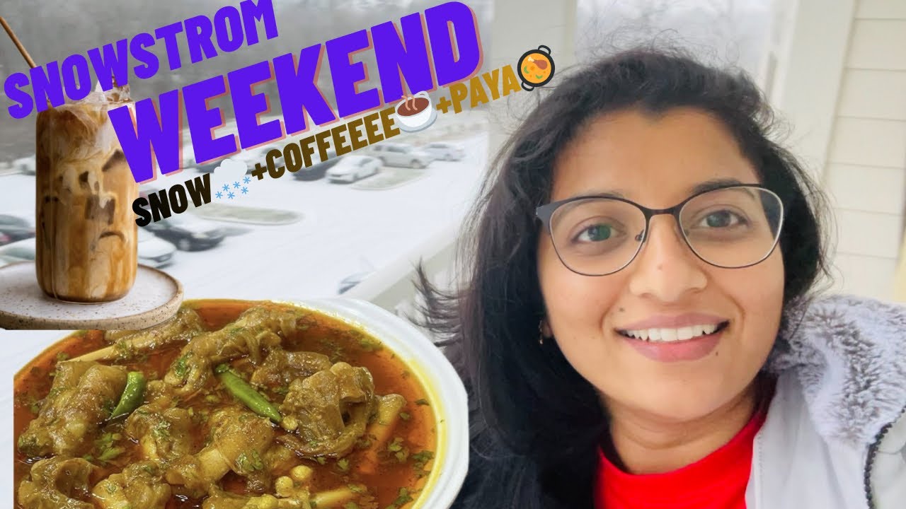 Snowstorm🌨️🌨️Weekend in USA#teluguinusa#snowstrom#icecoffee #payacurry#goatleg#snow#weekend#telugu 