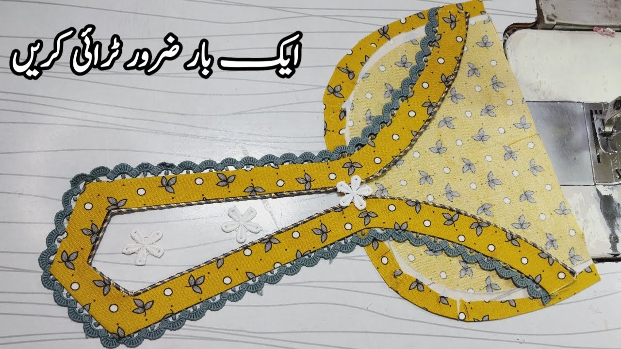 How To Make New Stylish Neck Design with lace cutting and stitching || Beautiful Neck Design