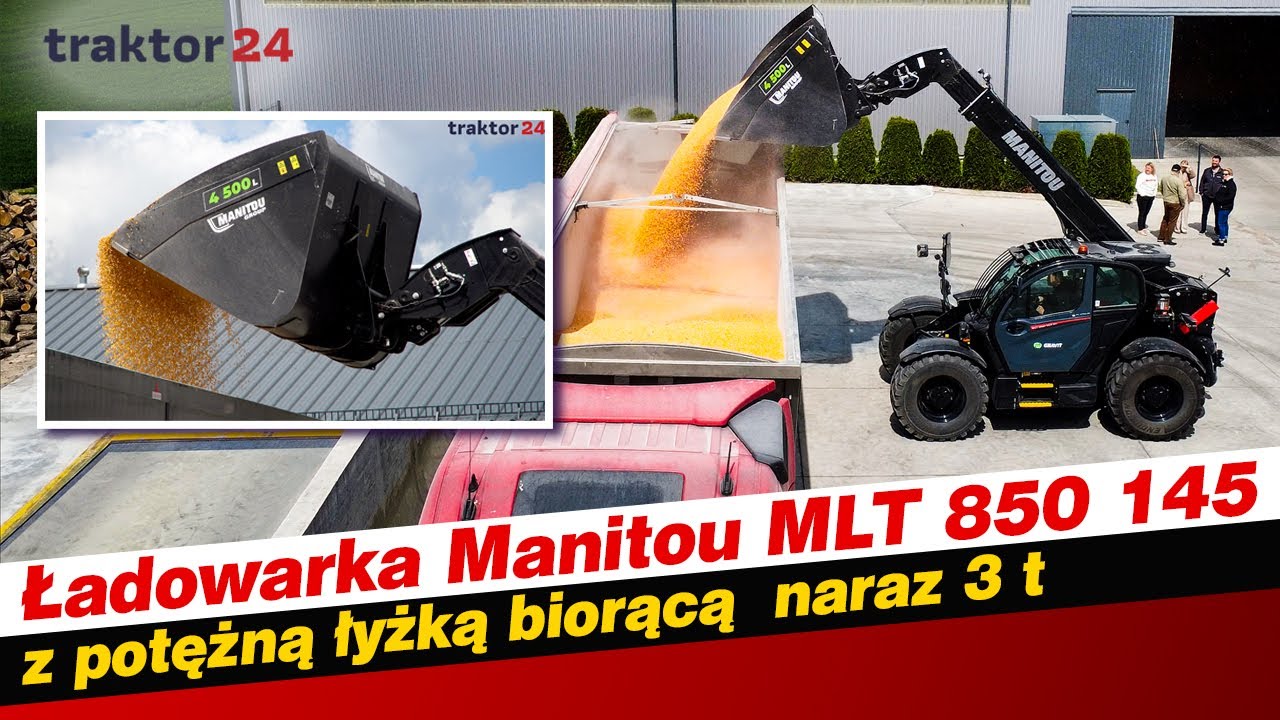 Ładowarka teleskopowa Manitou MLT 850 145 V + z potężną łyżką biorącą naraz 3 tony nasion #manitou