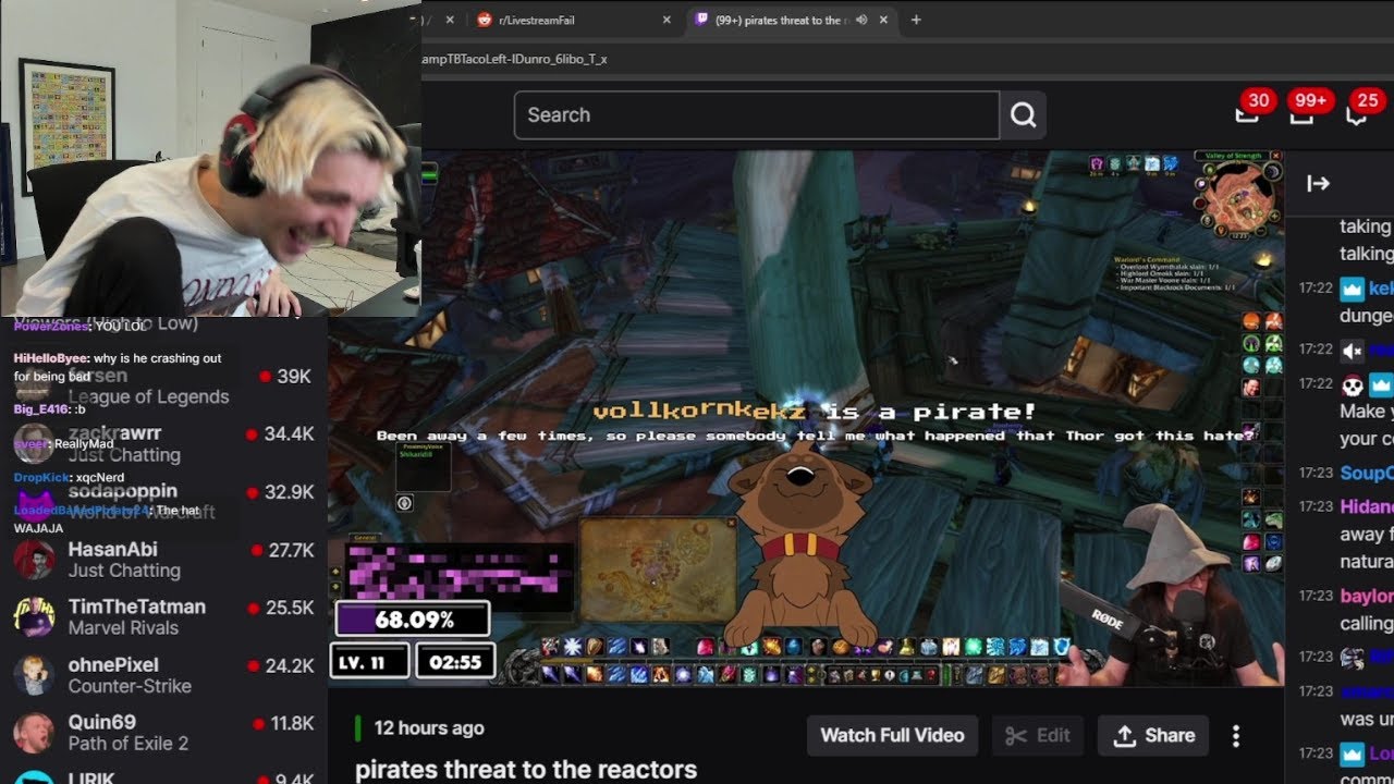 xQc Dies Laughing at PirateSoftware Threatening Him for Reacting to Drama