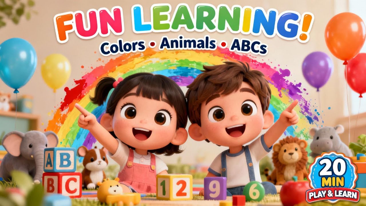 Learning Colours for Kids | Animals, ABCs & Numbers | 20-Minute Fun Learning Compilation