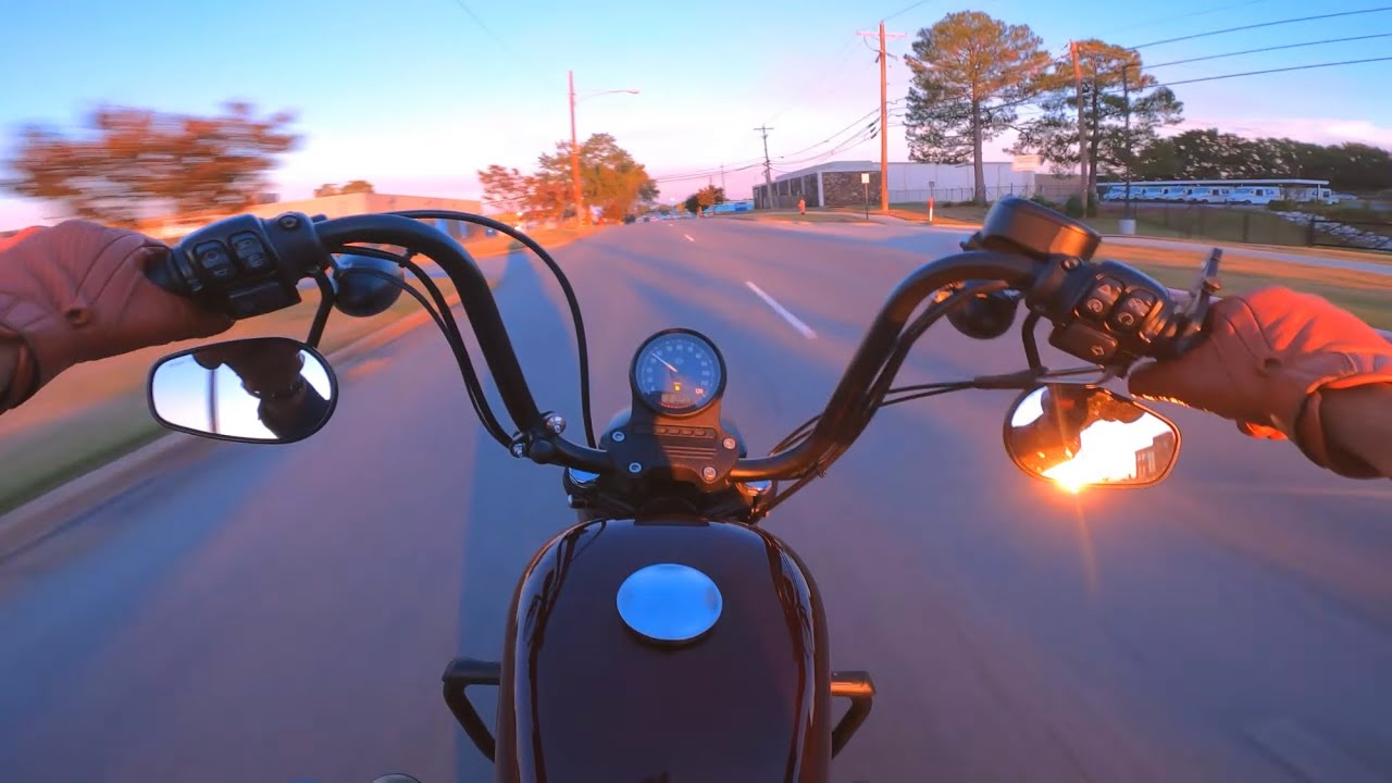 Sunset Ride | Pure [RAW] sound | Harley Davidson Sportster Iron 1200 4K POV