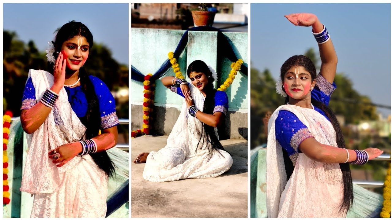 Rai Kishori+kolonkini Radha dance cover 💕❤️ advance Happy Holi 🫟 kamon laklo amr dance video ta 🧿💕❤️