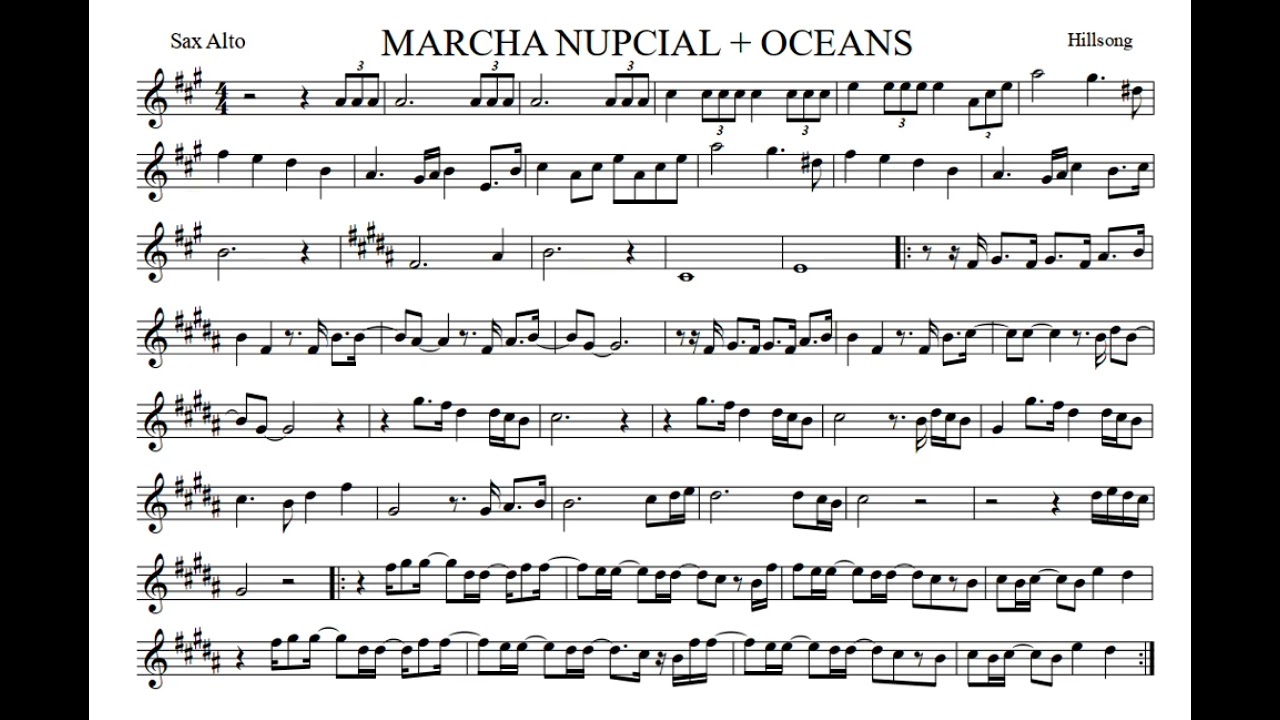 Marcha nupcial + Oceans (partitura sax alto)