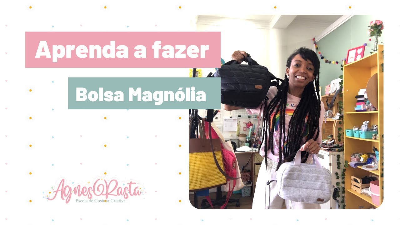 Live Bolsa Magnólia feita com nylon emborrachado. Bolsa Puffer.