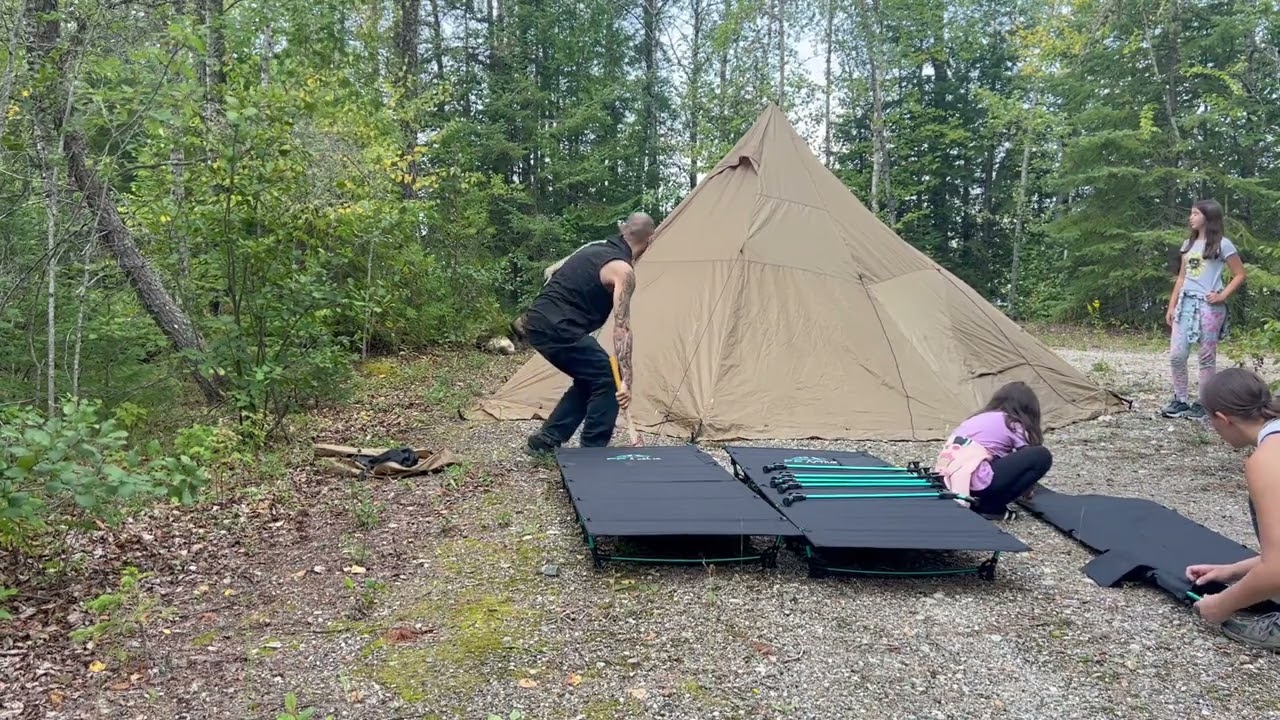Hot tent camping with the family