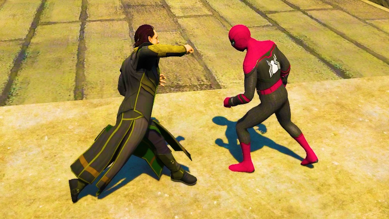 GTA 5 Ultimate Graphics Mod Loki VS Spiderman Fight 2