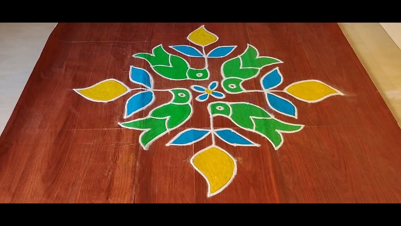 13*1 ugadi special parrot 🦜 rangoli | ugadi special muggulu | festival designs | #villagemuggulu 