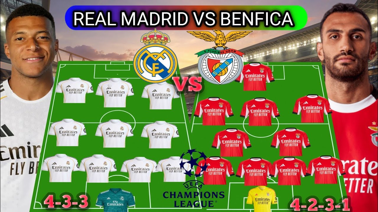 REAL MADRID VS BENFICA. HEAD TO HEAD PREDICTED LINEUPS UCL SEASON 2026.