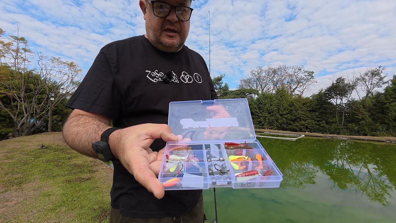 Tentei pescar com iscas soft no meu lago