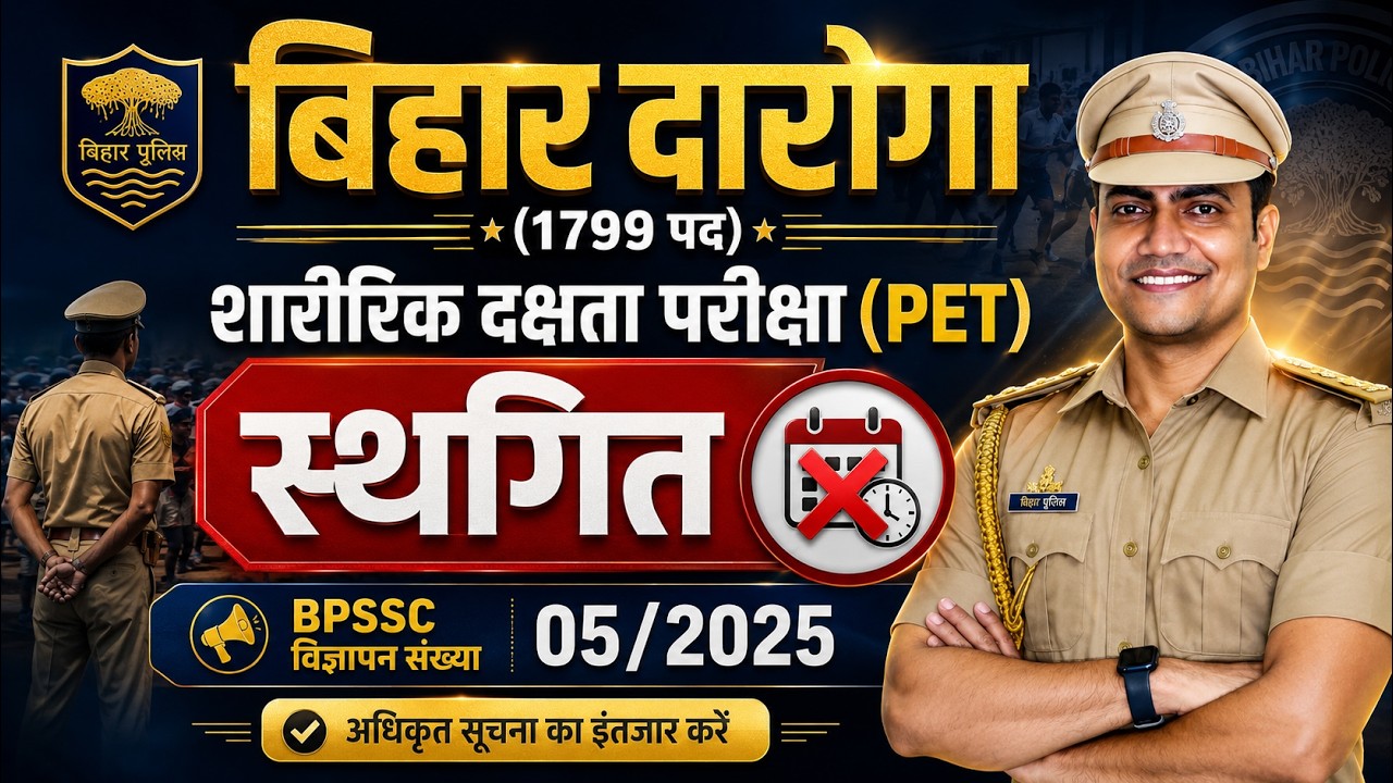 Bihar Daroga PET Postponed |1799 पद | Bihar Daroga 1799 Latest Update| Inspectors Academy