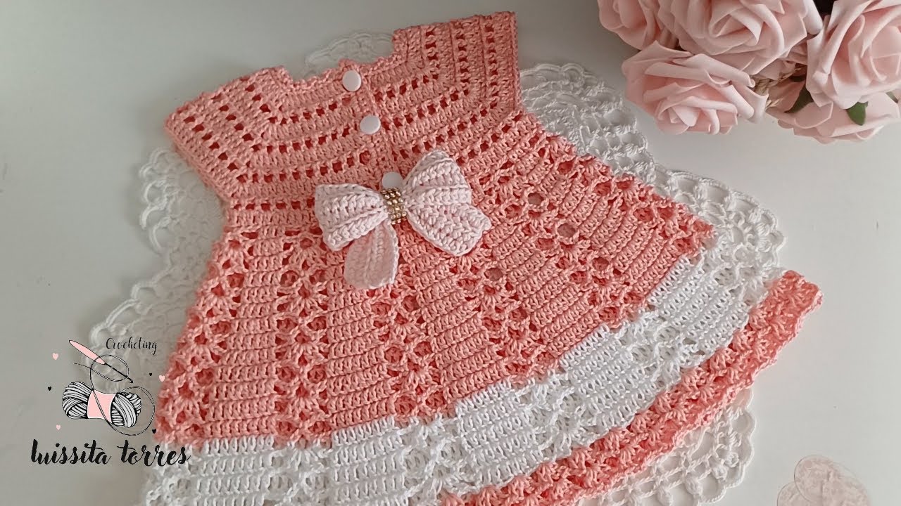 ¡HERMOSO CROCHET!😱 Nuevo Patrón de Ganchillo paso a paso Fácil y Rápido de Tejer👌 Vestido Para Bebé✅