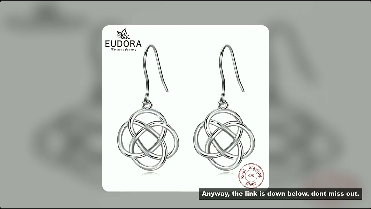 Eudora 100% 925 Sterling Silver witchcraft Knot Drop Earrings for Women Fine Irish Celtic Knot Earri