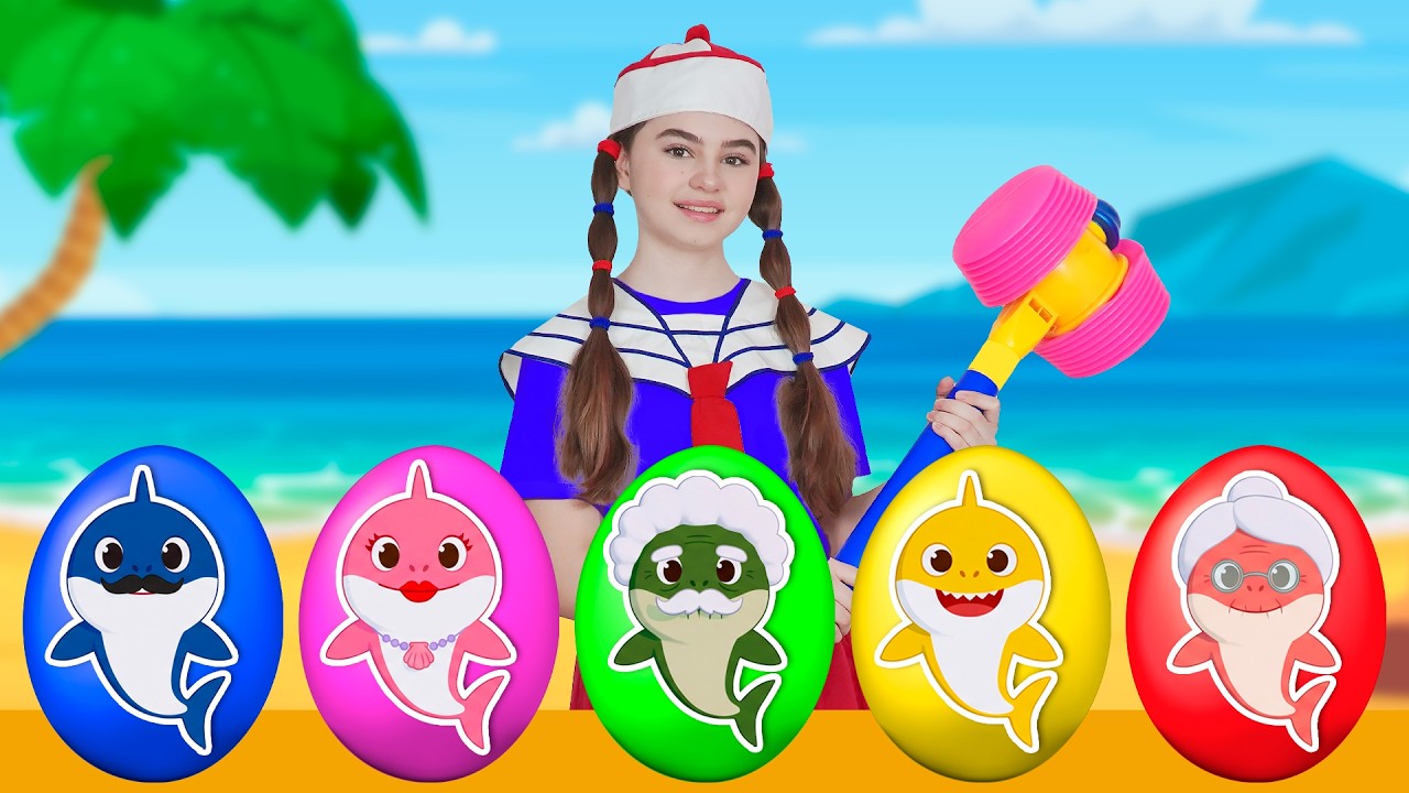 BANG BANG BANG! 🔨 What’s Inside? Baby Shark Surprise Eggs! 🦈 Nick and Poli