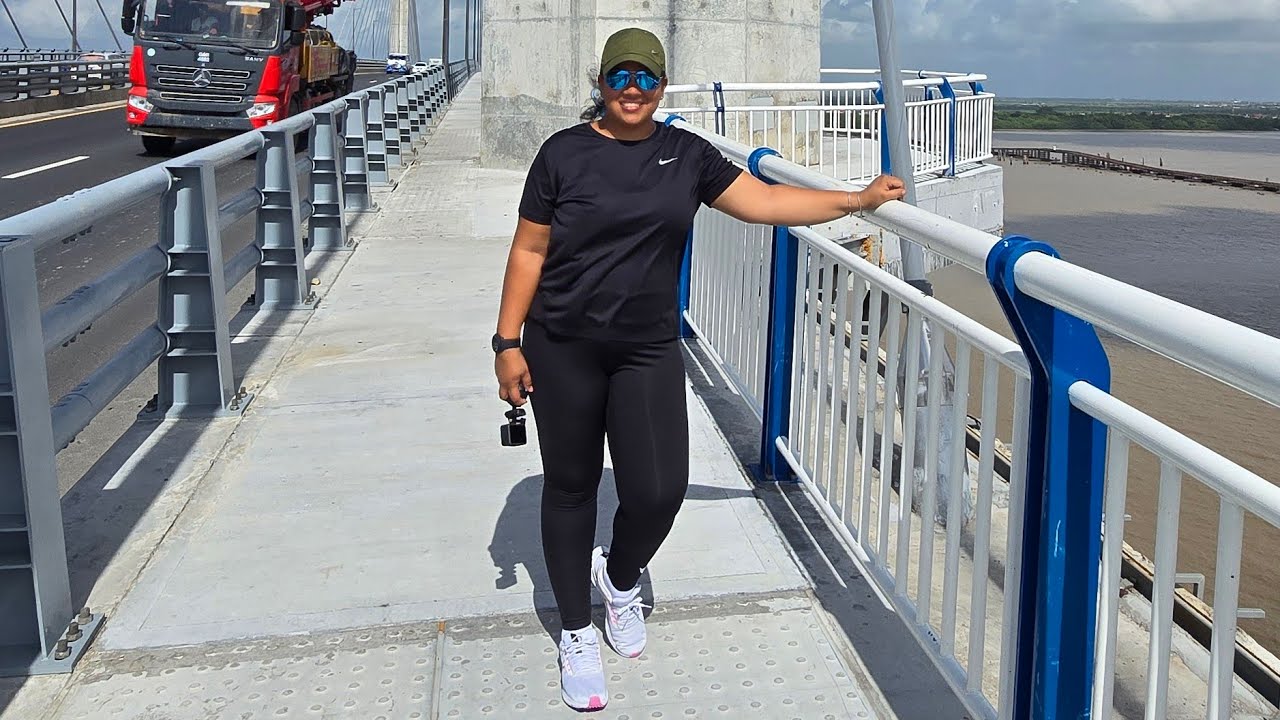 NEW DEMERARA HARBOUR BRIDGE / DEMERARA RIVER VIEW / WALKING ACROSS THE BRIDGE