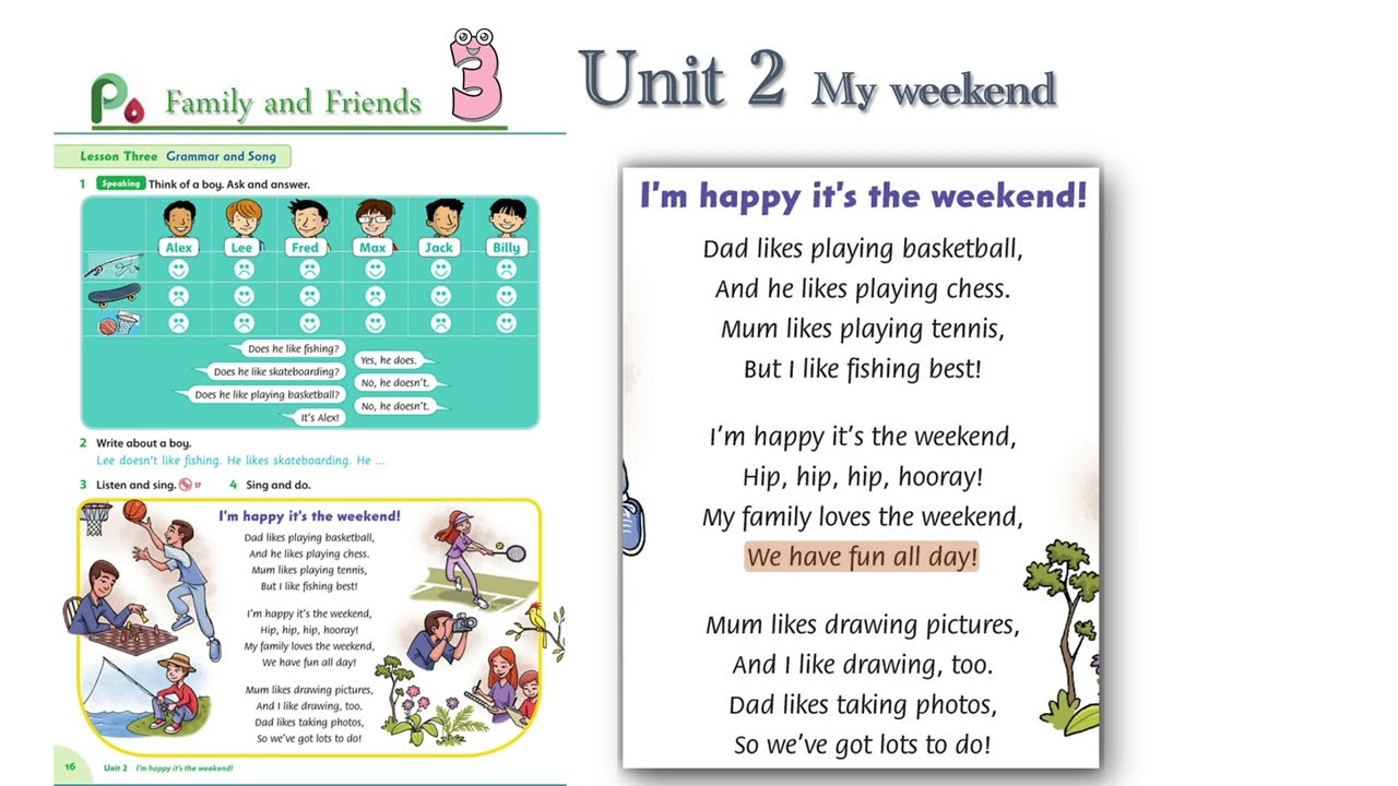 Song in Family and friends Level 3 Unit 2 _ I'm happy it's the weekend! | Let's sing karaoke!