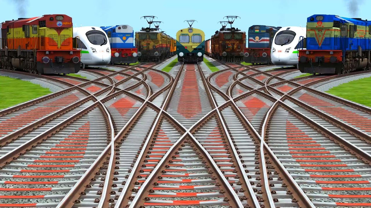 ALL TRAINS CROSSING ❎️ON X CURVED ANIMATED RAILROAD TRACKS | dirty indian railways tracks