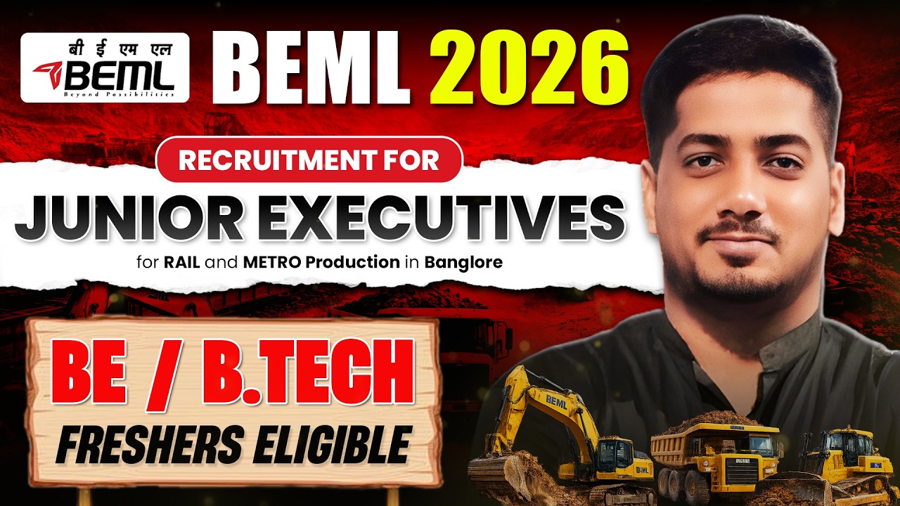 BEML Junior Executive Recruitment | Freshers Eligible | Posts - 78 #ssc #sscje #rrb #rishabhsir