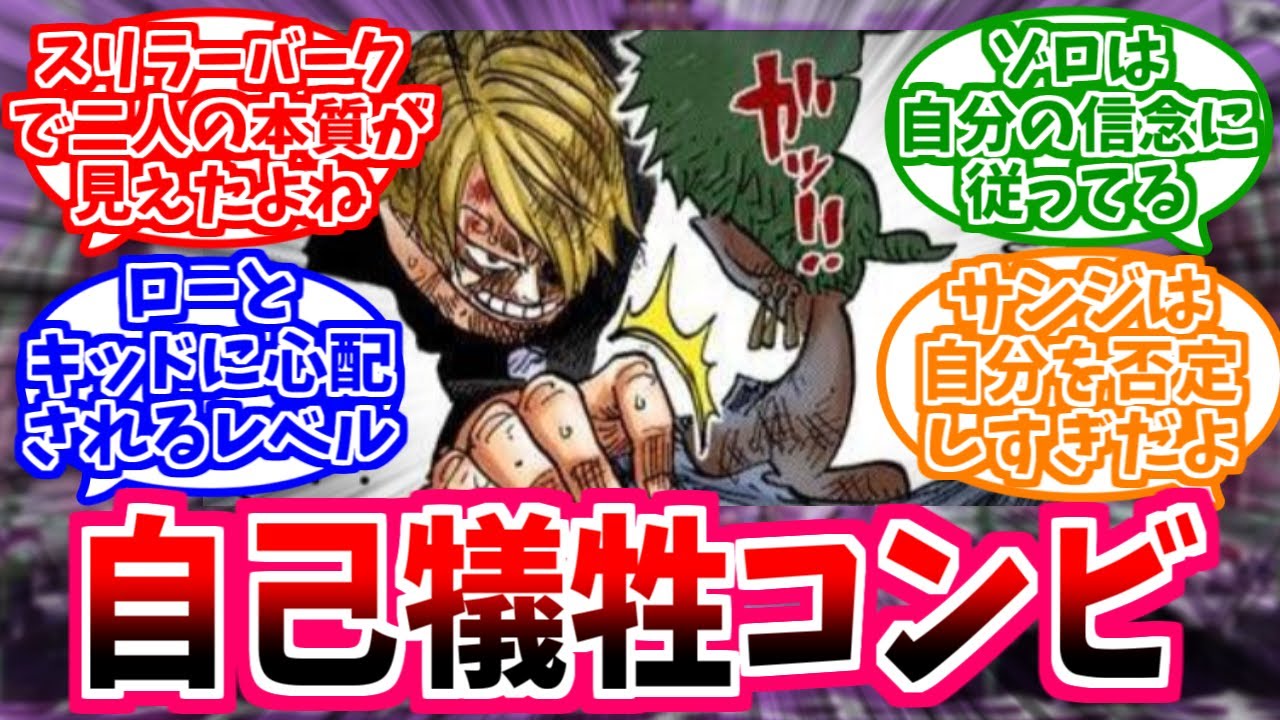 【ワンピース】『サンジの影に隠れてるけどゾロの自己犠牲も相当じゃない？』これに対する読者の反応【両翼】