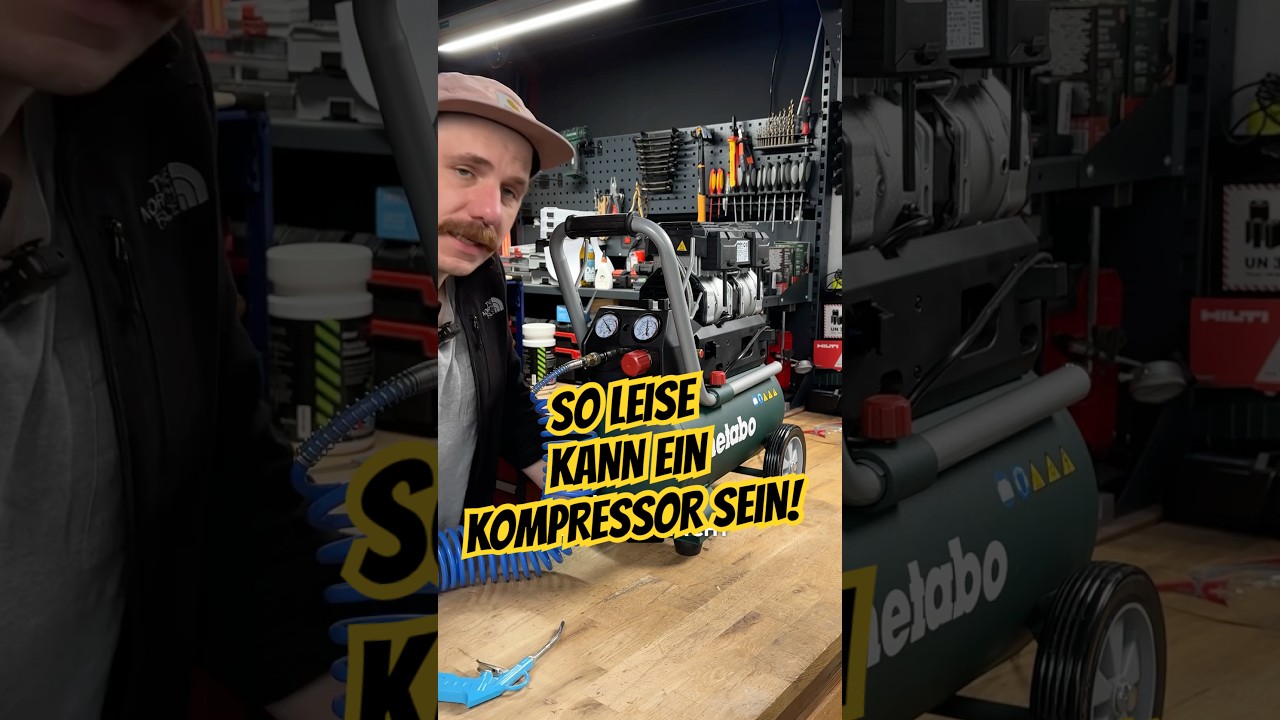 😱 So LEISE ist er wirklich! METABOs SILENT Kompressor 220-24 OF im TB Speed Review #shorts #diy