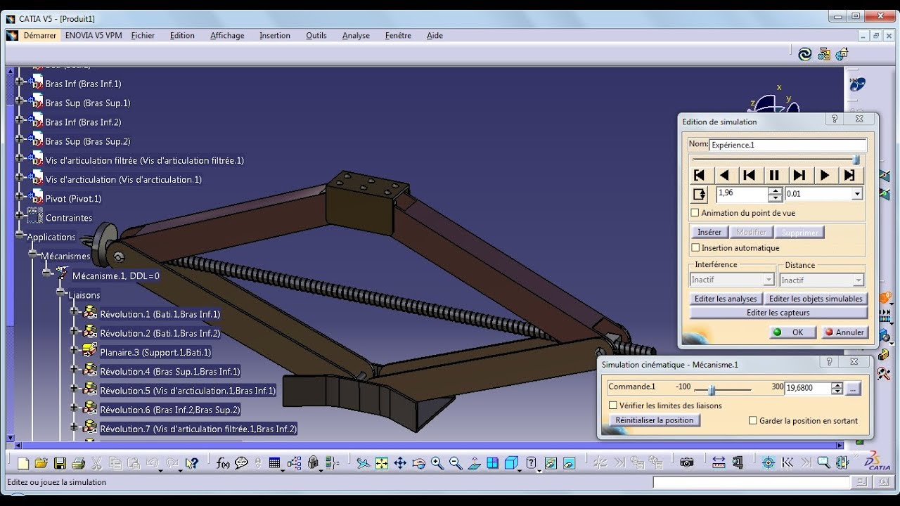 Réalisation d'un Cric partie d'Assemblage/ Simulation/ Animation, Car jack DMU Kinematics