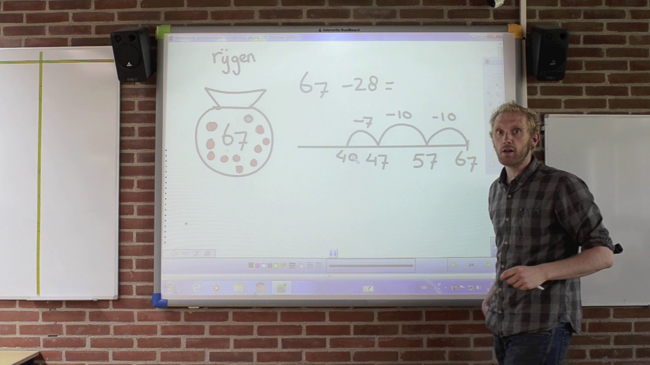 aftrekken met rijgen
