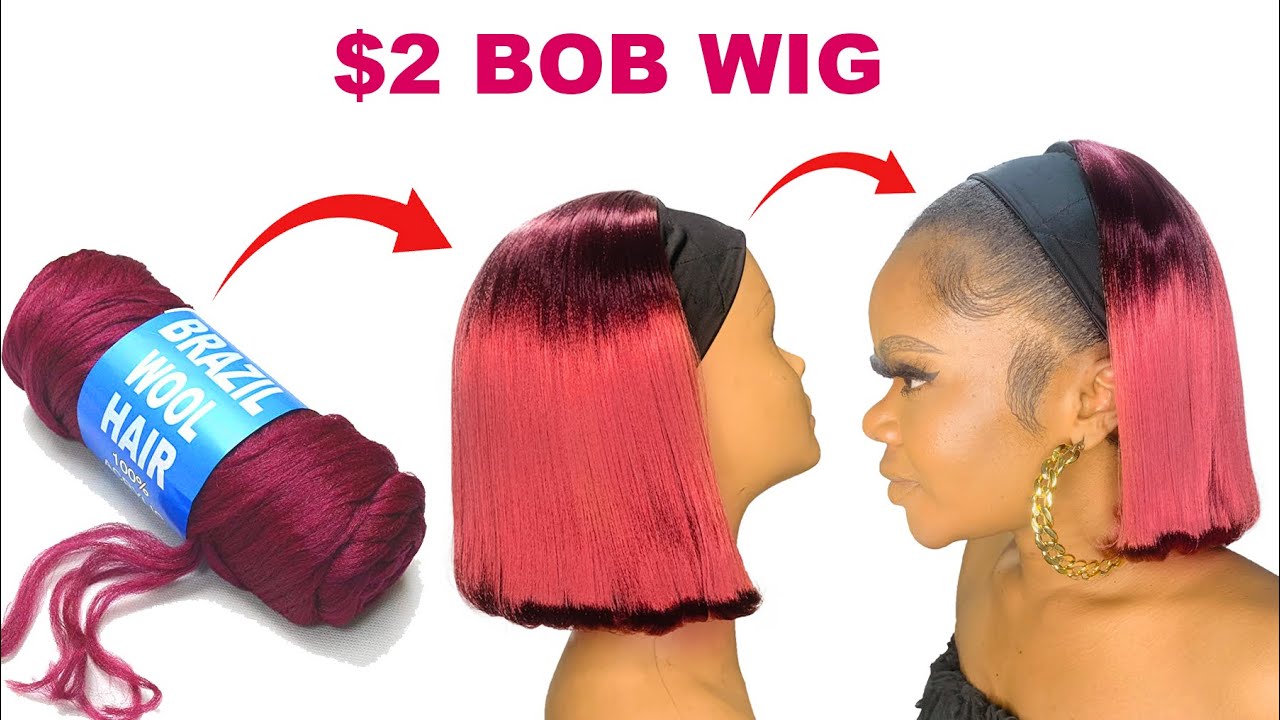 😳I'M SHOOK!!! $2 Straight Bob Wig Using Brazilian Wool