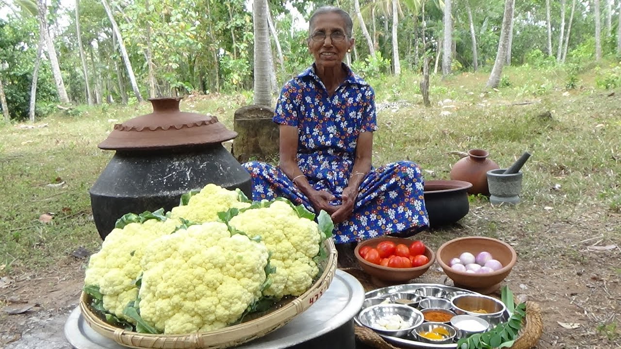 Cauliflower Masala Curry prepared in my Village by Grandma | Village Life