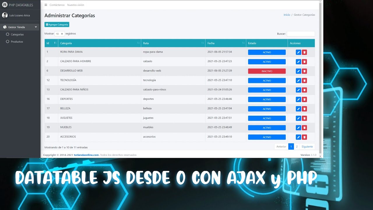 crear un Crud con Datatable js - PHP - MySql - Ajax | Parte 1