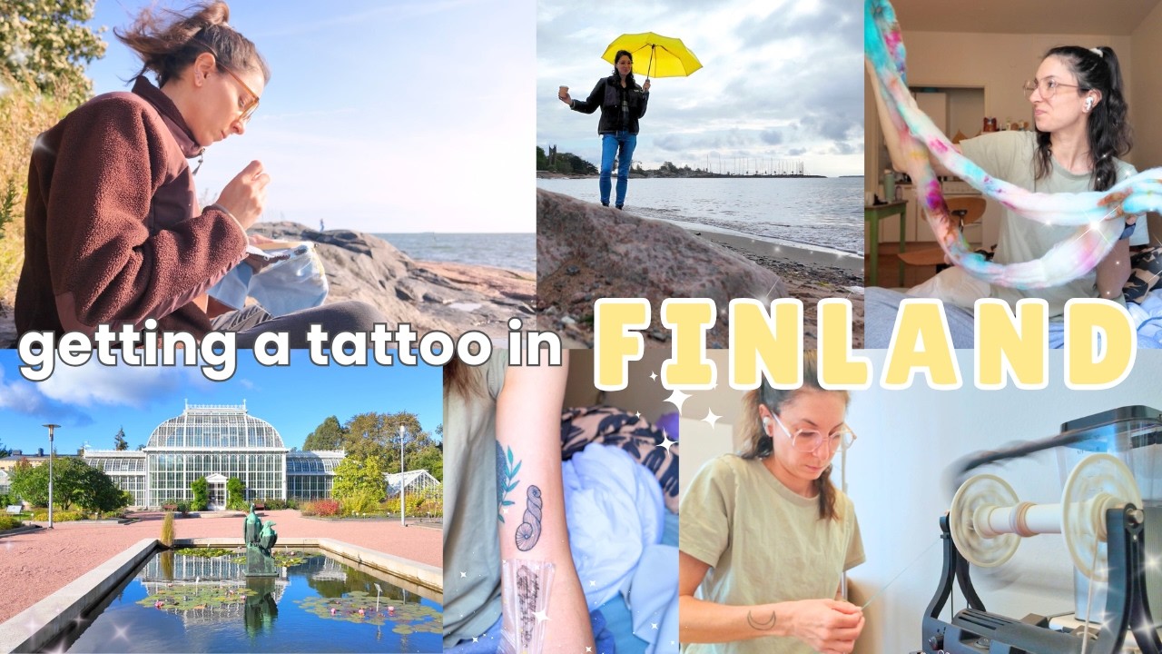 🇫🇮 getting a fiber arts tattoo in FINLAND, botanic gardens, spinning, & a grocery haul [pt. 3]