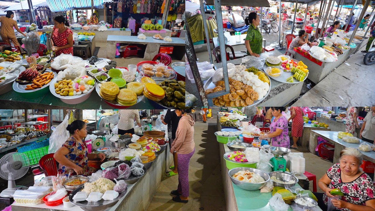 Bất ngờ ngôi chợ bánh trái rẻ nhất Bến Tre, không tin gói xôi bắp 2 ngàn đồng vẫn còn bán