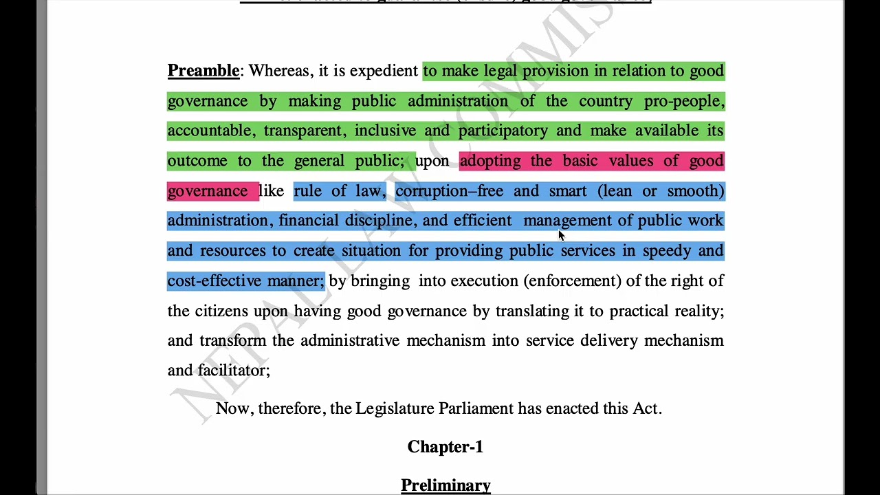 Good Governance Act 2064 (NEA/ NTC preparations)