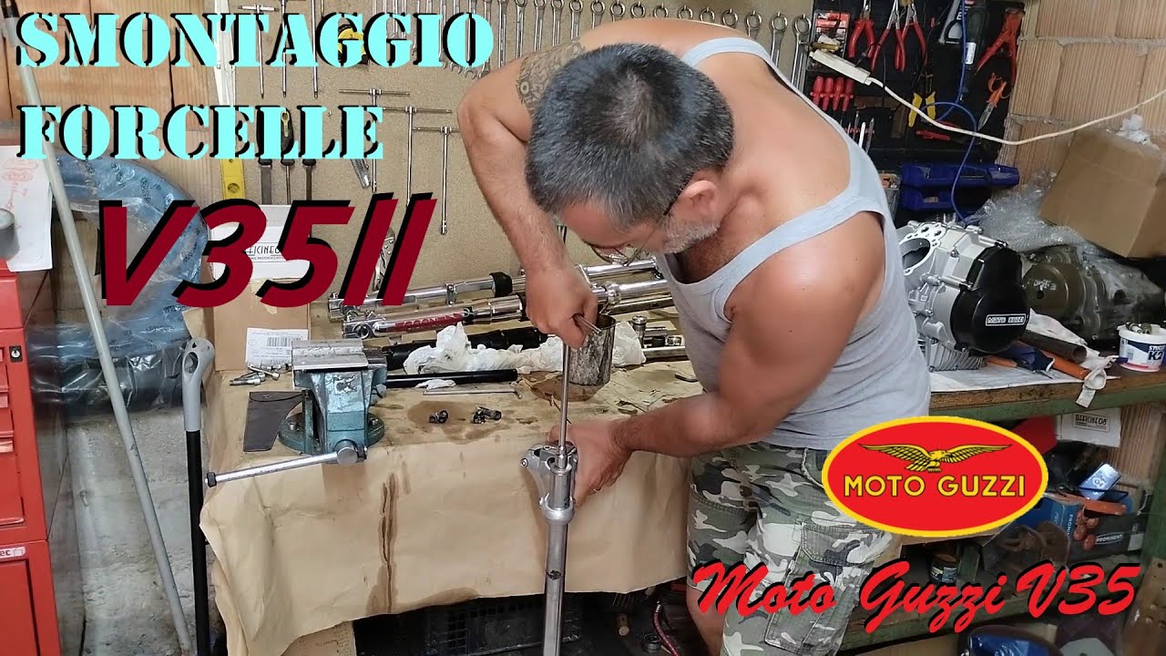 SMONTAGGIO FORCELLE Moto Guzzi serie piccola V35II