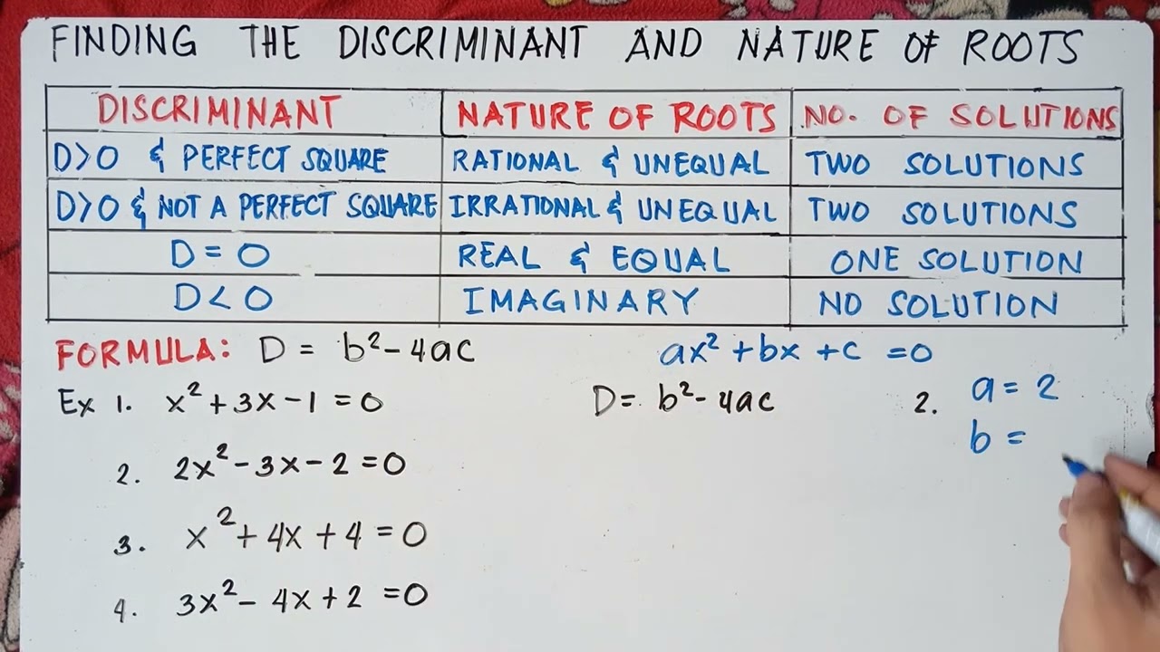Solving for  Discriminant | Nature of Roots | Number of Solutions of a Quadratic Equation |